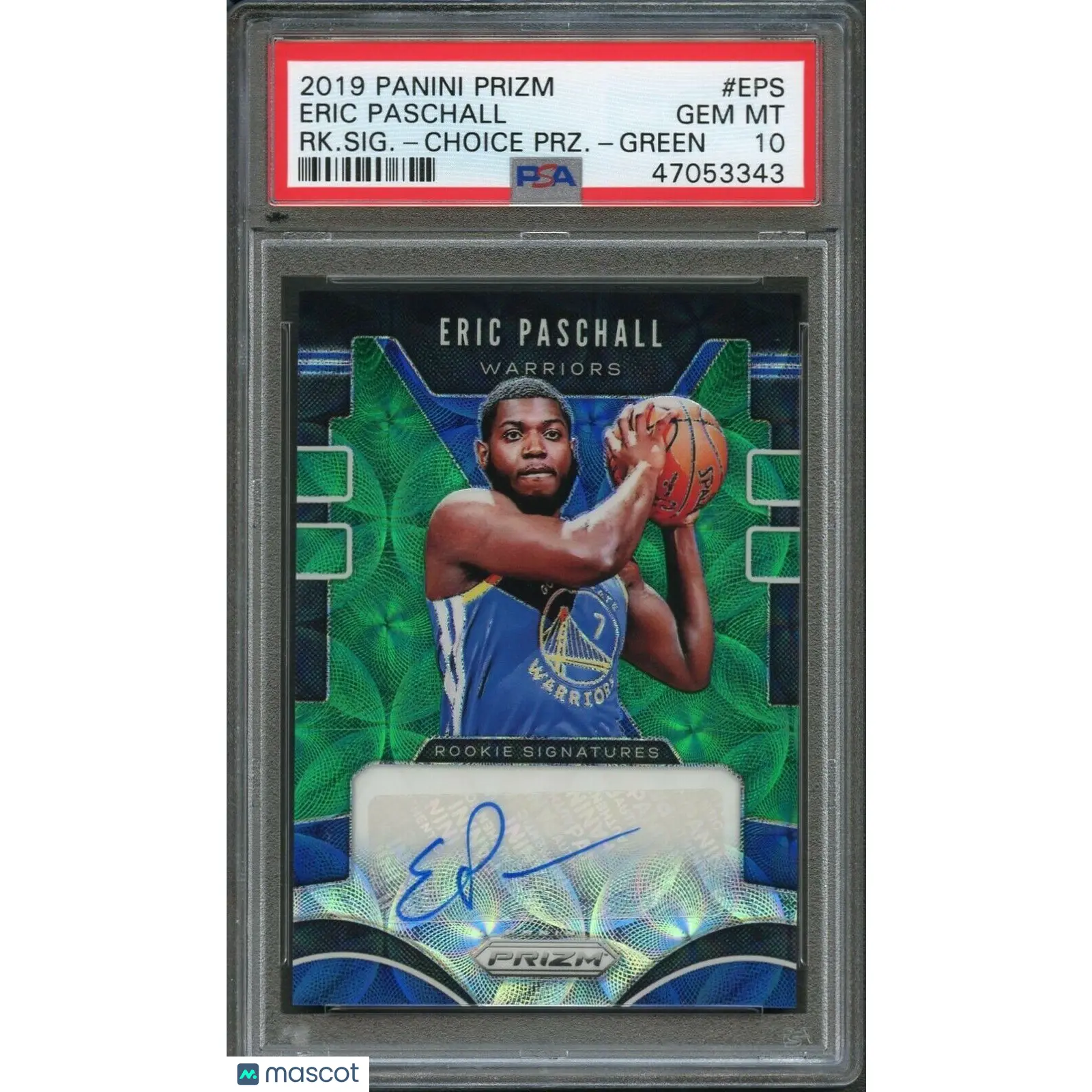 2019 Panini Prizm Rookie Sig Green#209 2/8 Eric Paschall Signed Card PSA 10