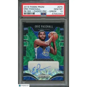 2019 Panini Prizm Rookie Sig Green#209 2/8 Eric Paschall Signed Card PSA 10