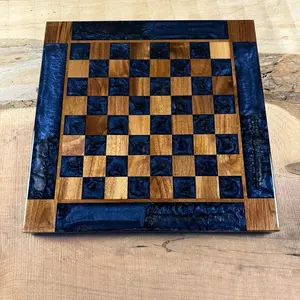 Midnight Blue Walnut Chess Board (INCLUDES PIECES)