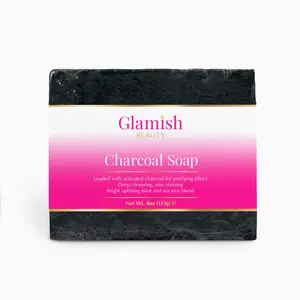 Glamish Beauty Charcoal Soap - Handcrafted with Activated Charcoal for Deep Cleansing & Uplifting Aromatherapy - 4 oz