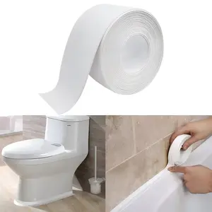 White Caulk Tape Self Adhesive Waterproof, Bathroom Peel & Stick Caulking Strip Floor Tile Wallpaper Toilet Tub Shower Wall Trim, DIY Project Renter Friendly Decor, Quick & Easy to Install in Minutes