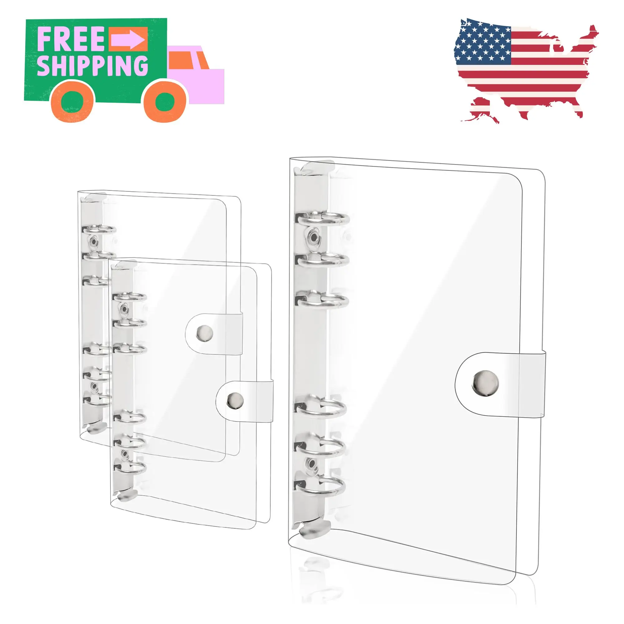 3 Pack A6 Clear PVC Binder Transparent Soft 6 Ring Binders Notebook