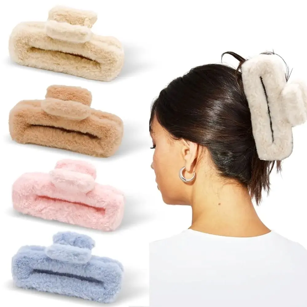 5 Inch Fuzzy Hair Claw Clips Extra Large Big Hair Clip for  display picture 1