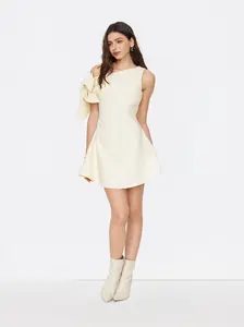 Asymmetrical Neck Knotted Mini Dress
