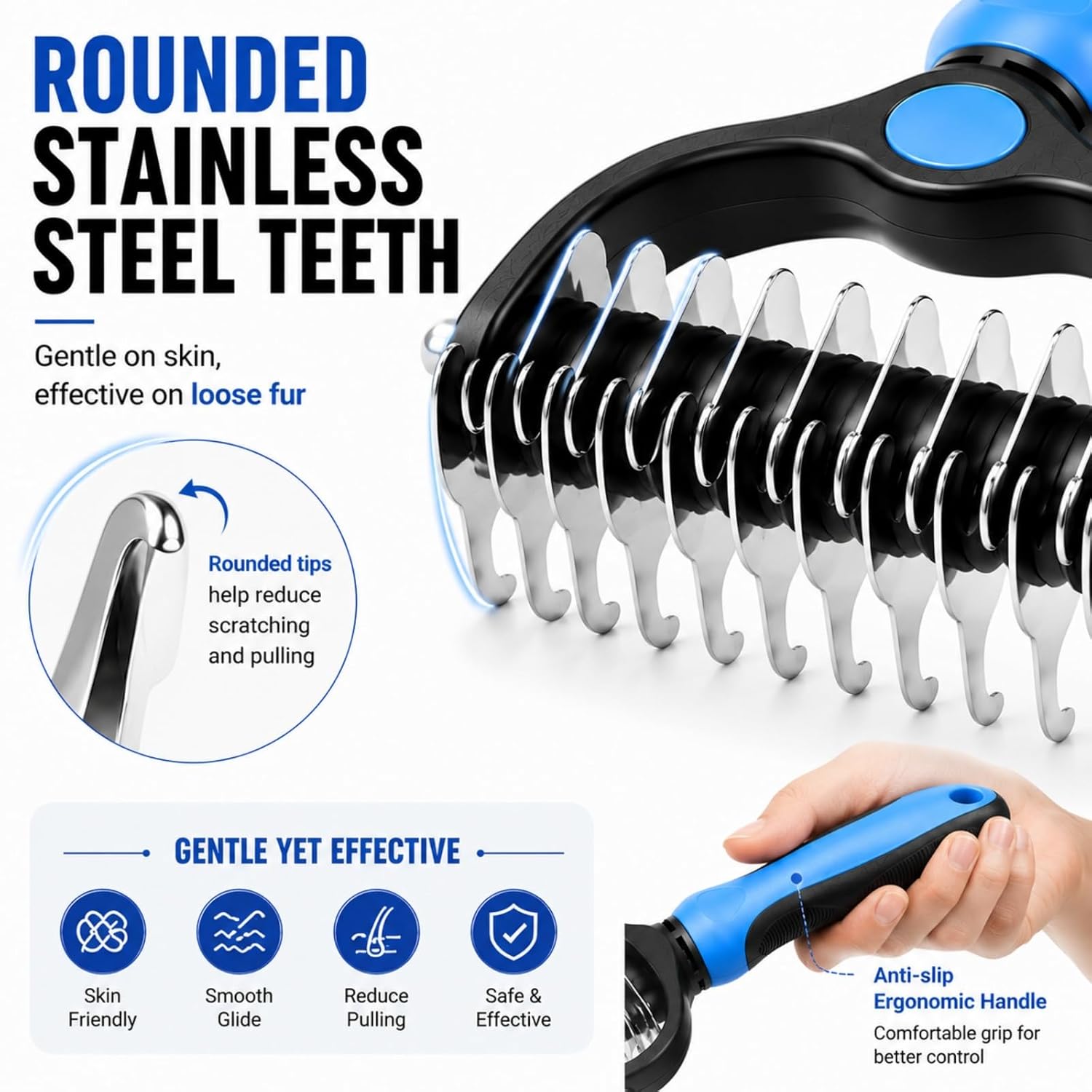 Pet Grooming Brush-Double Sided Hurtless Shedding and Dematting Undercoat Rake Comb for Dogs and Cats, No More Nasty Shedding or Flying Hair Pet Grooming Brush-Double Sided Hurtless Shedding and Dematting Undercoat Rake Comb for Dogs and Cats, No More Nasty Shedding or Flying Hair