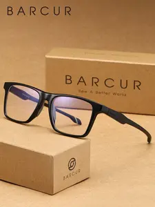BARCUR Brand Original TR90 Decorative Glasses Wrap Around Glasses Dual Tone Elongated Frame Eyewear Accessory Stylish Square Frames