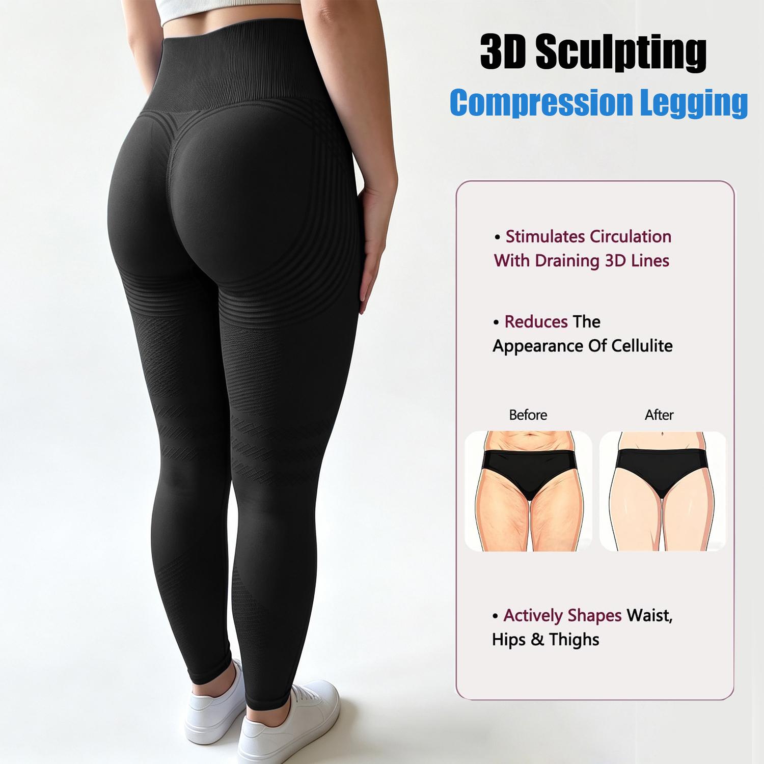 3D Anti Cellulite Compression Leggings Butt Lifting Legging for Women Tummy Control Metabolic Boost Workout Yoga Pant, High Waist Anti Cellulite Leggings, Workout Bum Scrunch Butt Lift Leggings, Gym Trousers Women