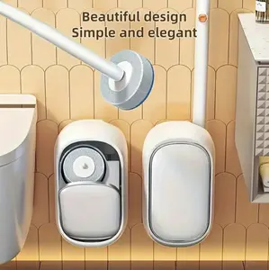 1 Set Toilet Brush with 6/18/30pcs Disposable Replacement Brush Head & Holder, Wall Mounted Toilet Brush Set, Toilet Cleaning System, Bathroom Cleaning Tool, Toilet Plunger Kit Touchless