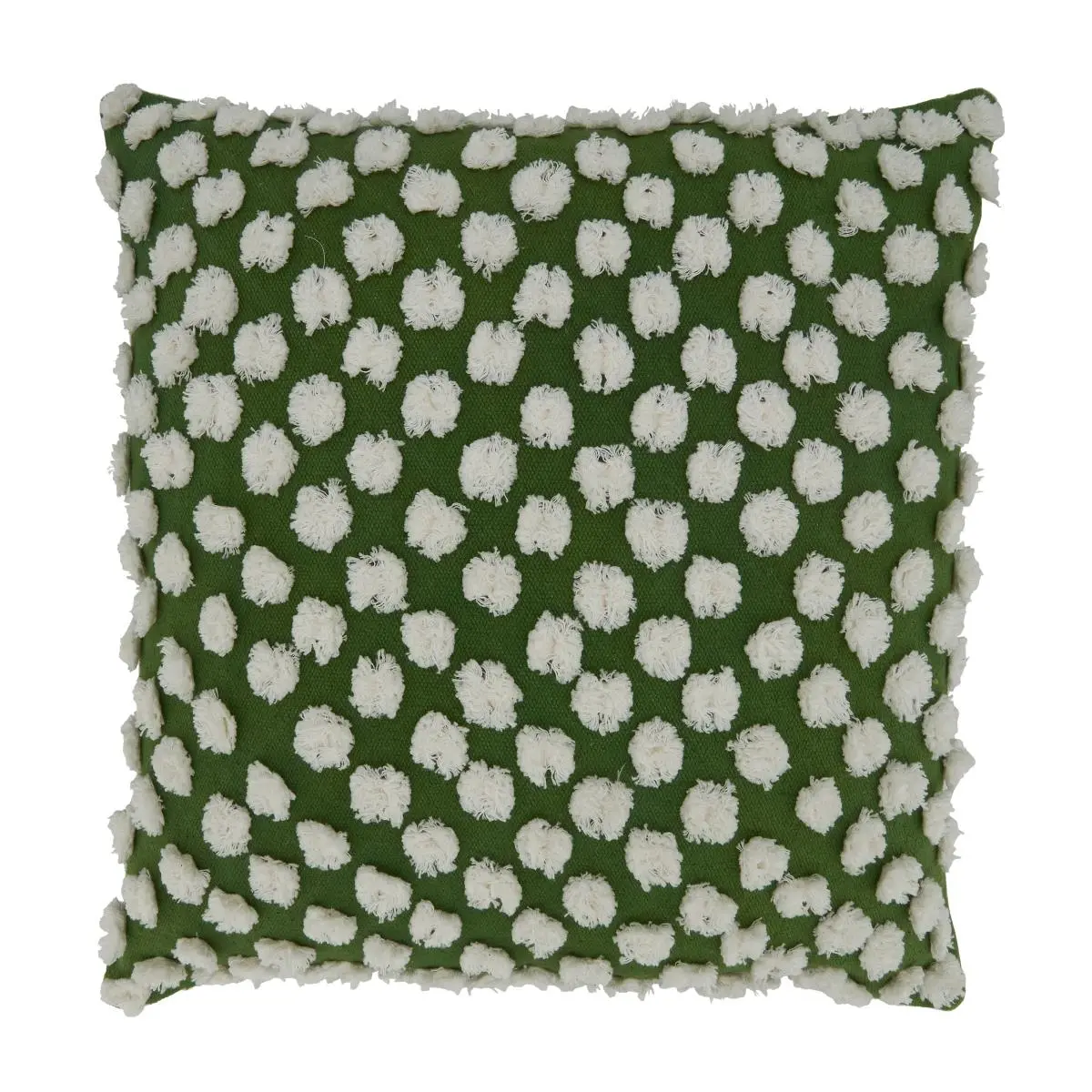 Saro Lifestyle 772.G20SC 20 in. Square Whimsical Cotton Cushion Cover, Unique Tufted Pom Poms Design, for Home Décor