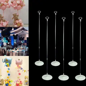 6 Set Balloon Column Kits, 43inch Tall Clear Balloon Column Sticks Stands with Base for Table/Centerpiece Holder for Baby Shower Graduation Decorations