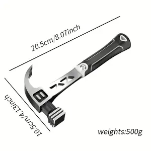 OUDISI Heavy Duty Steel Hammer - Non-Slip TPR Grip, Ergonomic Design, Sturdy Structure, Stylish Metal Surface, Battery-Free Multi-Functional Hand Tool for Nails, Carpentry (Tools & Hardware Accessory)