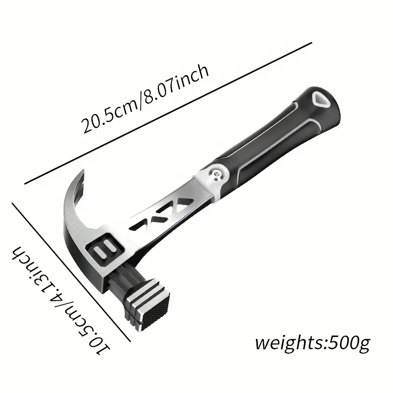 OUDISI Heavy-Duty Steel Metal Single Hammer - Non-Slip TPR Grip, Ergonomic Design, Sturdy Build, Stylish Surface, Battery-Free Multi-Functional Hand Tool for Nails, Carpentry (Tools & Hardware Accessory)