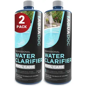 AquaDoc Pool Clarifier Liquid for Clarity in Inground & Above Ground Pools - Supports Clear Water - 32oz, 2 Pack