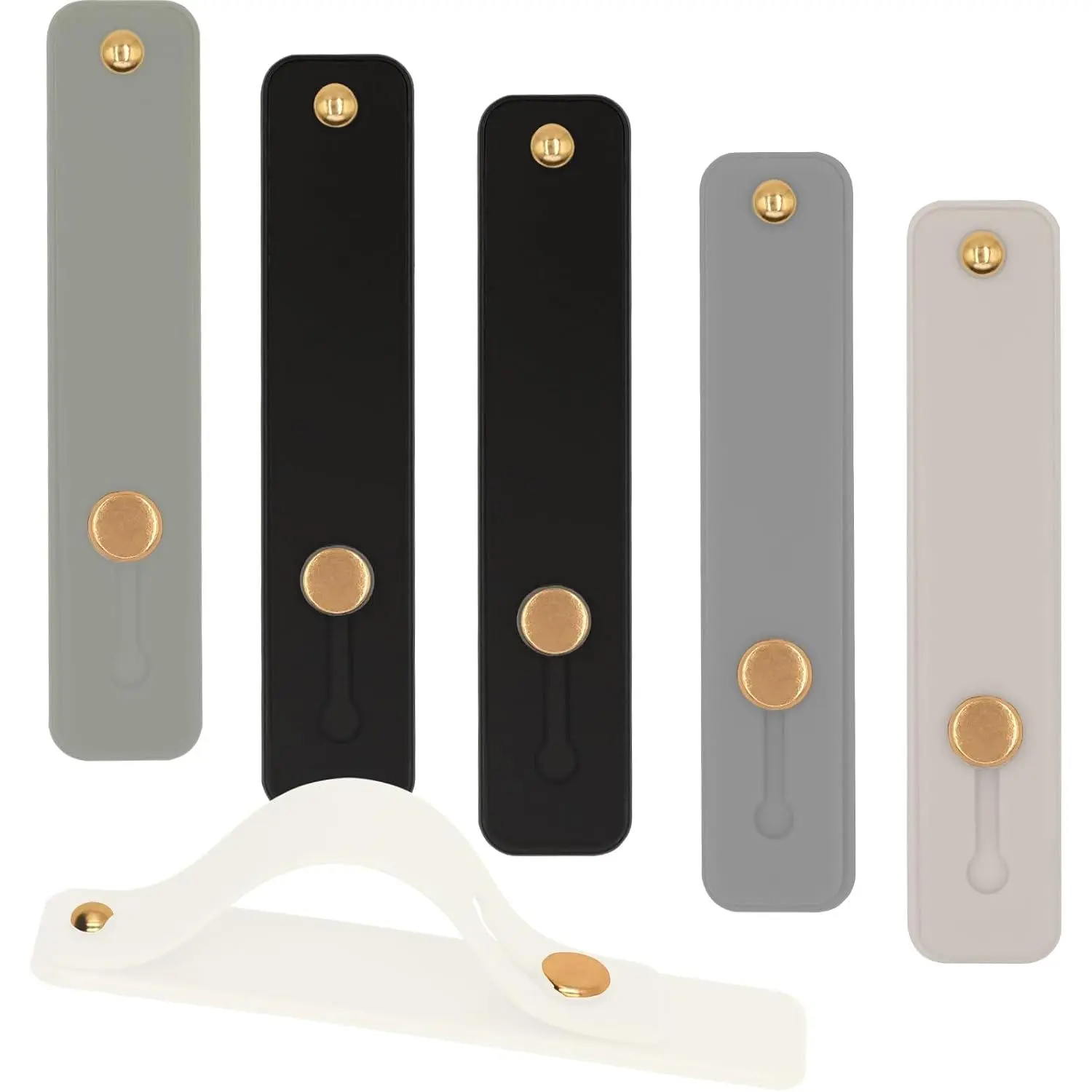 X-CPS03 Adhesive Smartphone Mobile Phone Grip Strap Stand, Sticky Finger Loop Holder for Back of Cellphone Case, Kindle, iPhone, iPad - 4 Packs (Grey, Black, White)