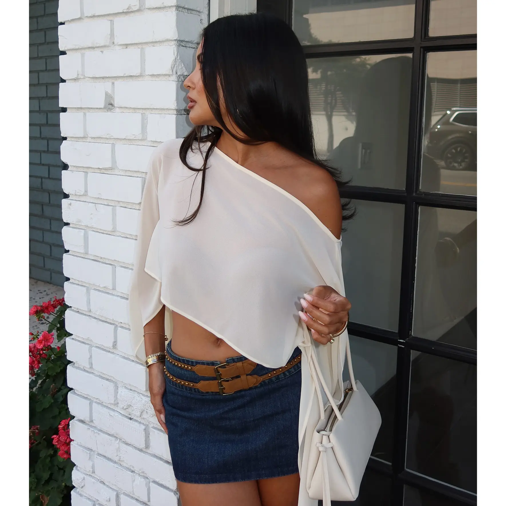 Cool Girl Slays Buckle Denim Skort
