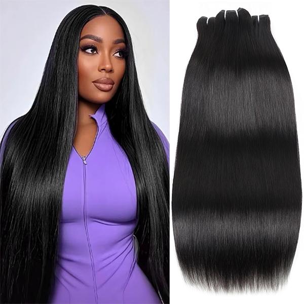 AMA Raw Body Wave Bundles 15A Grade Unprocessed Straight Human Hair Bundles With Closure 2x6 Inch Quick Weave Extensions SpringStatements