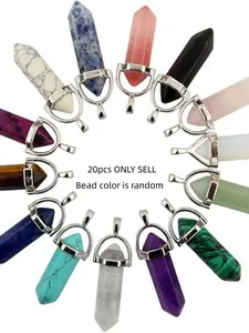 20pcs Hexagonal Bead Charms, Mixed Colors, Includes Metal Parts, Ideal for Necklace Making, Jewelry Crafting, All Seasons Fashion Accessories, Decorative Charm