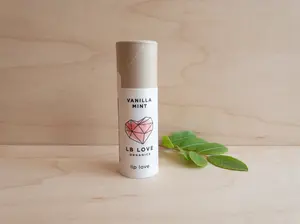 LB Love Organics Vanilla Mint Lip Balm with Organic Coconut Olive Oil & Beeswax, Soothing Shea Butter, Peppermint & Vanilla Fragrance, Plastic Free, Moisturizing, Handmade in USA