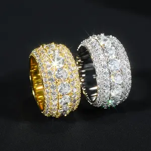 Full Set 5-row Zircon Ring, Solid Ring, Hip-hop Men's Ring iced out
