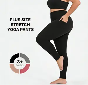 Plus Size Leggings for Women with Pockets-Stretchy XL-5XL Yoga Pants Tummy Control High Waist Workout Leggings,solid color skinny pant, High Waist Sports Leggings,apparel, pantalones de yoga, soft, fitness