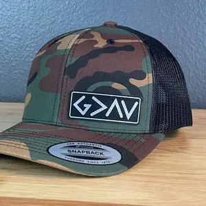 God Is Greater Than The Highs And Lows Christian SnapBack Leather Patch Hat Blk/Silv Side