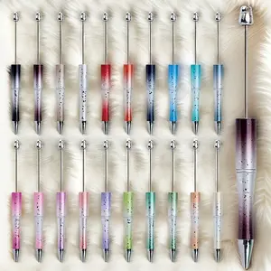 25pcs Set of Glittering Starry Sky Coated Beads Round Ballpoint Pen Silicone Bead Focus Beads DIY Stationery Craft Jewelry Making Kit Includes Adjustable Beaded Design