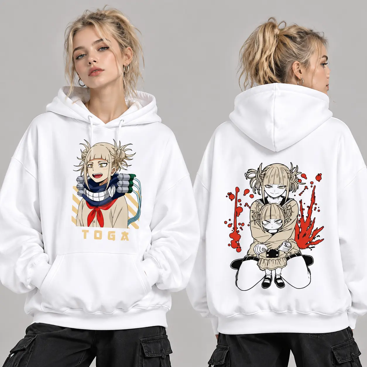 This hoodie features a graphic of the character Himiko Toga. Crafted from comfortable fabric, it combines warmth with style, making it perfect for spring, autumn, and winter wear. A must-have item for anime fans (unisex, sporty-casual style).