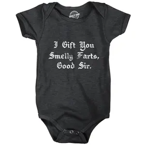 Baby Bodysuit I Gift You Smelly Farts Good Sir Funny Nasty Gas Novelty Graphic Jumper for Infants Funny Baby Onesies Funny Sarcastic Onesie Novelty Onesie Black