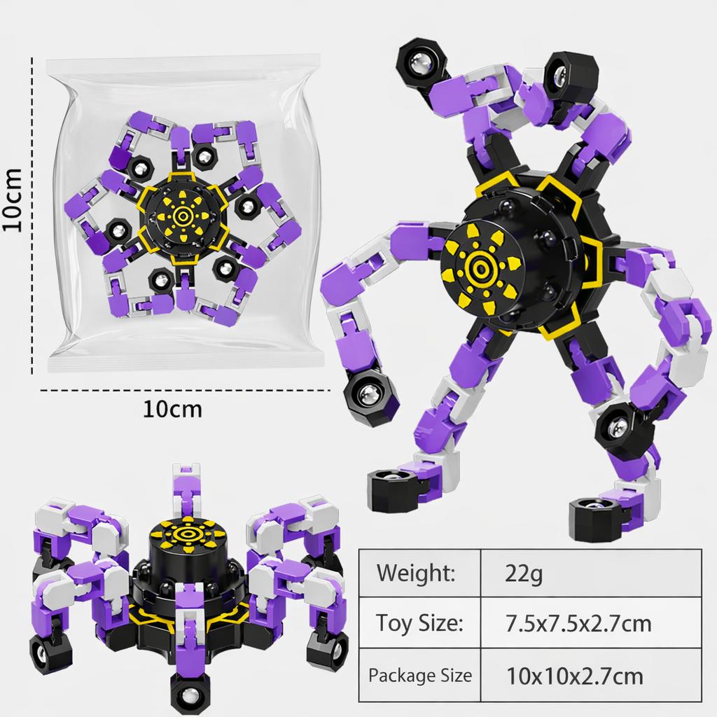 4PCS Transformable Robotic Spider Fidget Spinner Set - Unisex Mecha Fingertip Toy for Stress Relief, Focus, Fidget Play (Kids & Adults), Collectibles, Long-Lasting Spinning Performance