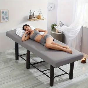 Universal Solid Color Massage Therapy Bed Cover, Fitted Sheet with Holes, Soft Flannel Material, Ideal for Beauty Salons