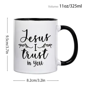 1pc, 3A Grade,Jesus I trust in you,Christian believers believe in God,11oz mug coffee cup, suitable for all occasions, ideal for men, women, daughters, sons, wives, husbands, grandfathers, grandmothers, brothers, sisters, birthdays, New Year's Day, Valent
