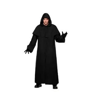 Horror Robe - Attached Hood - Black - Costume - Men - 2 Sizes