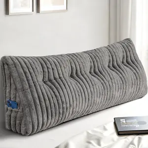 Headboard Pillow , Triangular Wedge Pillow Headboard , Cushion Headboards Reading Pillows, Backrest Pillows for Sitting in Bed or Working with Removable Cover, Grey
