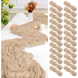 24 Pack Beige Cheesecloth,10FT Gauze Boho Long Cheesecloth Table 20x120inch Rustic Cheese Cloth for Wedding Bridal Shower,Table Decorations