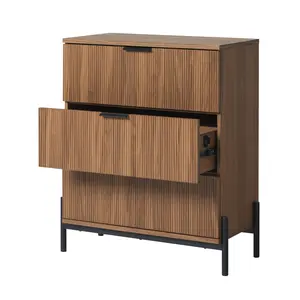 Walker Edison PRSB3BMO 35.38 x 15.75 x 30.38 in. 3 Drawer Front Chest with Reeded, Mocha
