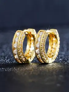 Gorgeous Copper Inlaid Zircon Imitation Radiant Stones Hoop Shape Earrings for Women, Elegant Party Jewelry Gift for Anniversaries, Stylish Accessory for All Seasons