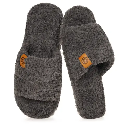 Intini Women's Fuzzy Open-Toe Footwear - Soft Memory Foam, Lightweight Non-Slip Rubber Ladies' Slippers, Cozy Aesthetic Casual All Seasons House Slippers for Indoor Bedroom Use