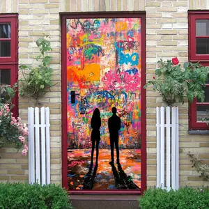2pcs   Creative Graffiti Wall Stickers Modern Art Style Home Decor Decals Self Adhesive Removable Vinyl Murals for Living Room BedroomCreative Graffiti Wall Stickers Modern Art Style Home Decor Decals