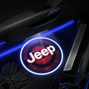 2 Pcs Jeep Carbon Fiber Welcome Light Set, Car Door Projection Lamp, Laser Light, Decorative Floor Lamp (batteries Not Included)
