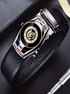 Men's Fashion Belt Automatic Buckle, Casual Denim Jeans Waistband, Trendy Leisure Pants Strap, All Seasons Wear, Street Style Belt, Plain Pattern