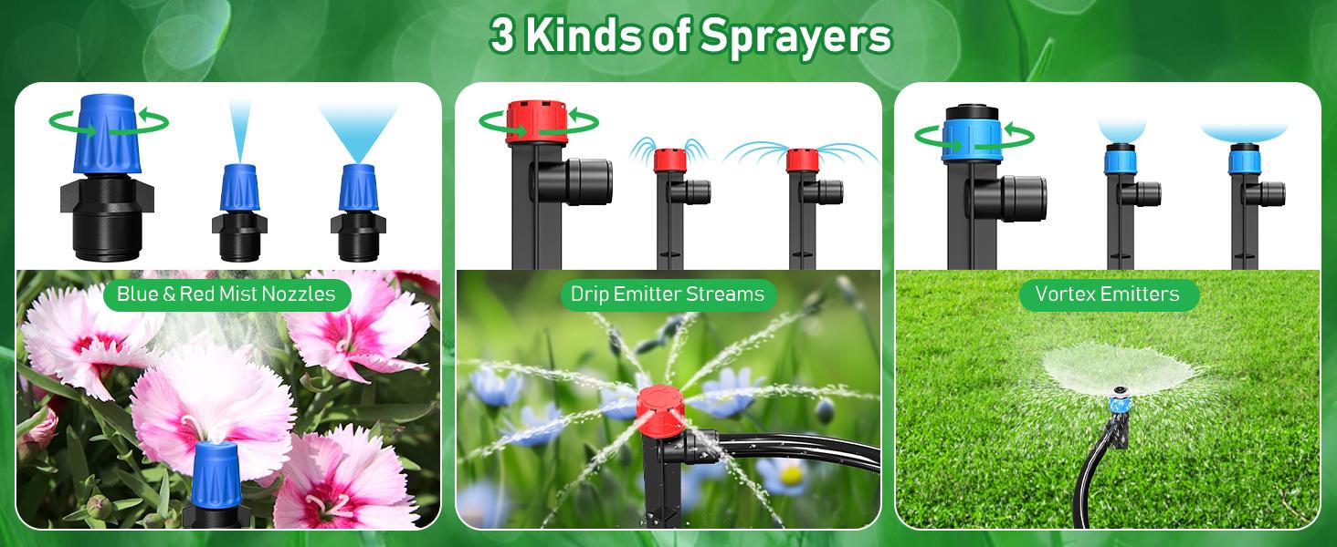 246FT Drip Irrigation System, Automatic Drip Irrigation Kit with 1/2" Main Tube & 1/4" Branch Tubing, Adjustable Drip Emitters, Garden Watering System for Flower Bed, Raised Beds, Lawn, Greenhouses