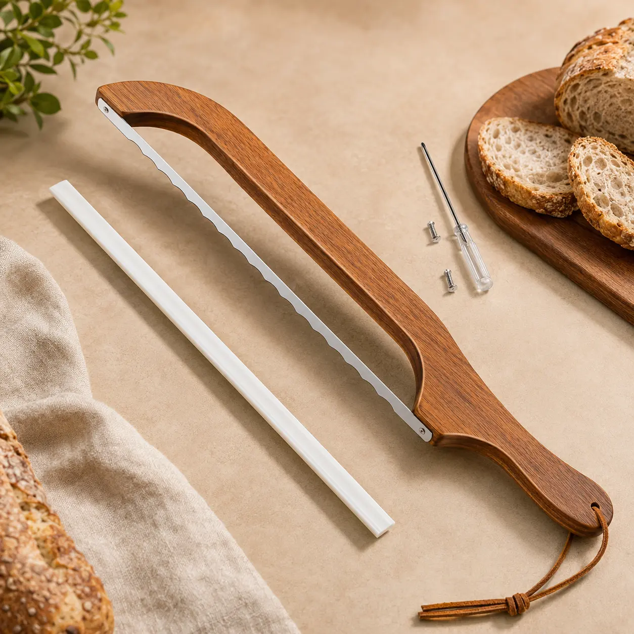 Sourdough bread knife,Bread Slicer for Homemade,Even Slicing | 15.7" Bread slicer for Homemade Bread, Baguettes and More Cuts Thin,Bow Design Easy to Cutting Even Slices