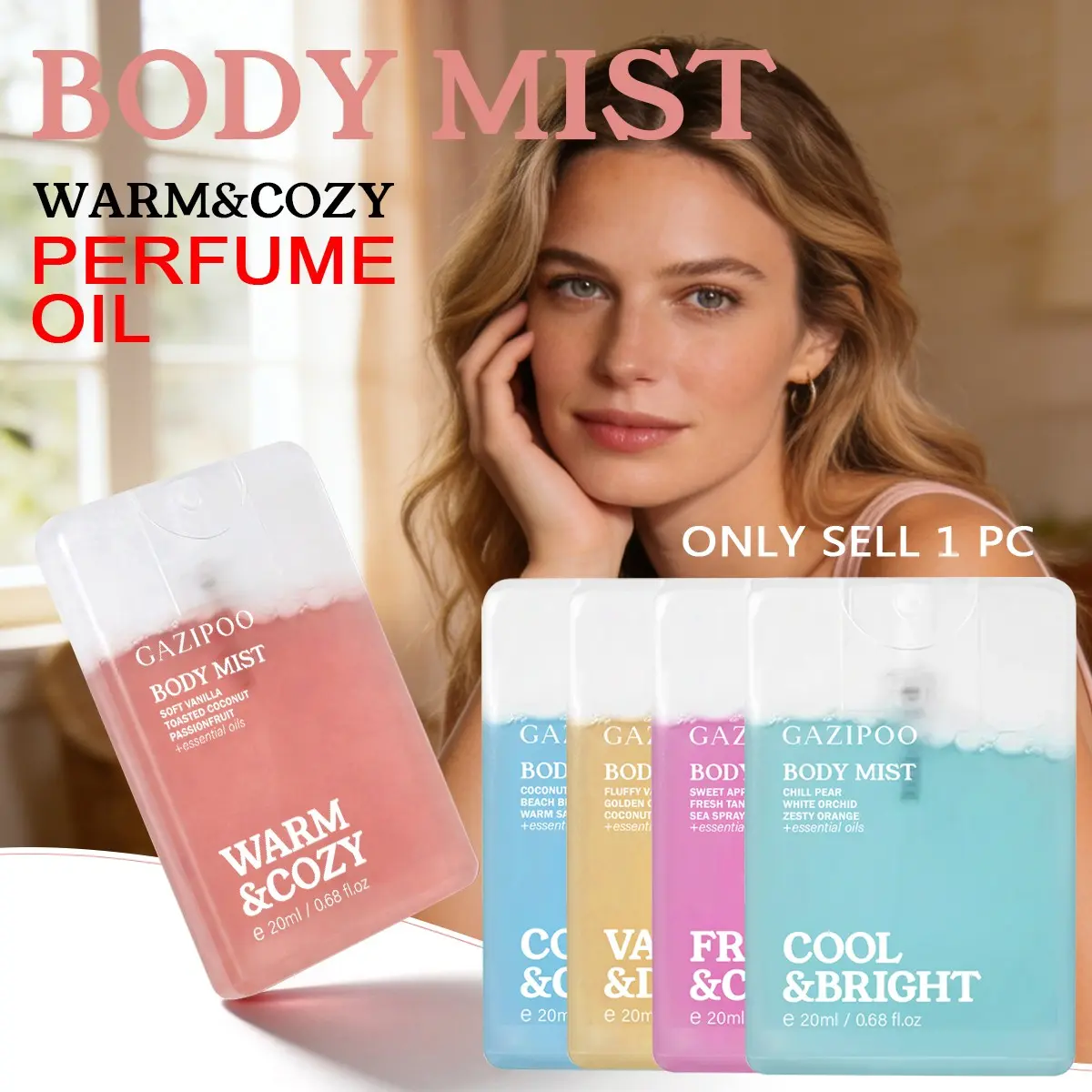 Women's Body Spray Perfume Oil, Fragrance Mist, Floral Scent Perfumes, Floral Citrus Fragrance, Floral Sweet Fruity, Floral Fruit Scented, Rose Lemon Strawberry Mint Honey, Long-Lasting, 20ML, Ideal for Dates Parties Daily Use