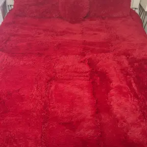 Faux Fur Duvet Cover Set with Heart Pillow and Pillow Shams, Cozy Fluffy and Soft Luxurious Bedding Set, Warm Bedroom Decor (Comforter Insert Not Included), Cozy Bedding Set