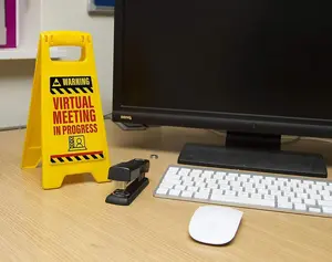 Virtual Meeting Desk Sign ️ Funny Office Gag Gift – Double-Sided Fun!