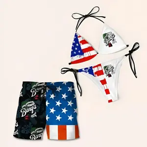 Matching Brew Couple Swimwear – Women Bikini & Men Beach Shorts, Summer Vacation Outfit, Bikini Set