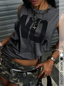 Trendy Women's Vest with No Print, Y2K Street Style, Urban Streetwear, Summer Atmosphere, Perfect for City