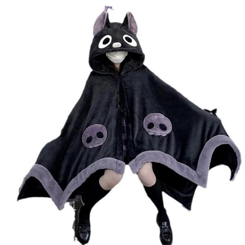 Women's Halloween Themed Pocket Button Front Hooded Bathrobe, Casual Long Sleeve High Low Bathrobe, Women's Sleepwear for Fall & Winter Women's Halloween Themed Pocket Button Front Hooded Bathrobe, Casual Long Sleeve High Low Bathrobe, Women's Sleepwear for Fall & Winter