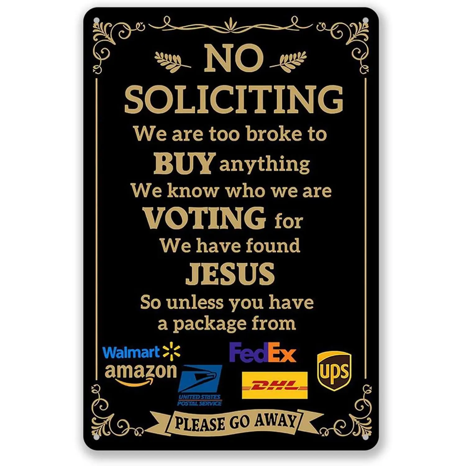 Funny No Soliciting Aluminium Hanging Sign, 12x8 in Sturdy Durable Home Decor Plaque for Front Door, Home Supplies