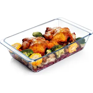 5.7QT Rectangular Deep Glass Baking Dish, Large Glass Baking Pan for Oven, Clear Bakeware Deep Casserole Dish